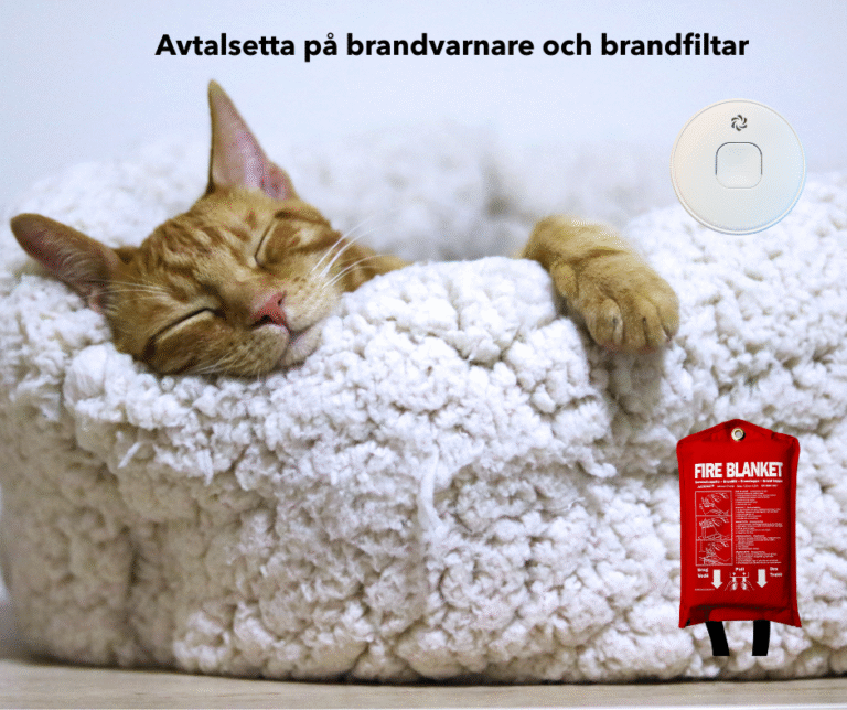Katt som sover, brandvarnare och brandfilt